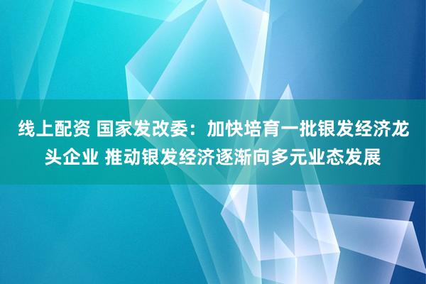 线上配资 国家发改委：加快培育一批银发经济龙头企业 推动银发经济逐渐向多元业态发展