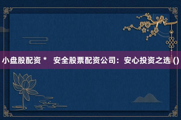 小盘股配资 *   安全股票配资公司：安心投资之选 ()