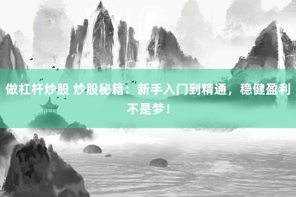 做杠杆炒股 炒股秘籍：新手入门到精通，稳健盈利不是梦！