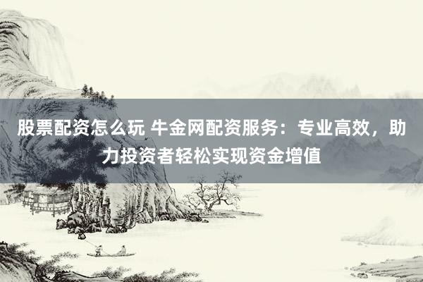 股票配资怎么玩 牛金网配资服务：专业高效，助力投资者轻松实现资金增值