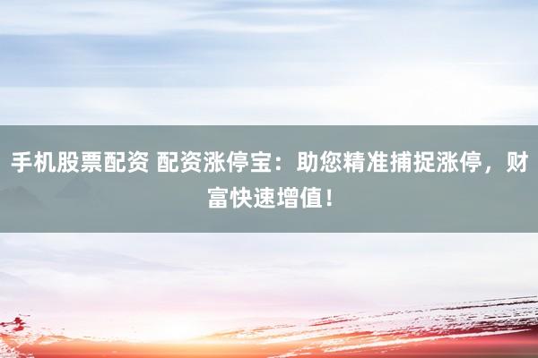 手机股票配资 配资涨停宝：助您精准捕捉涨停，财富快速增值！