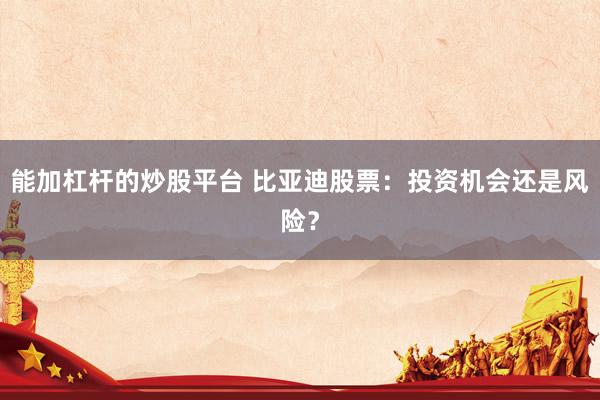 能加杠杆的炒股平台 比亚迪股票：投资机会还是风险？