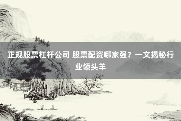 正规股票杠杆公司 股票配资哪家强?一文揭秘行业领头羊