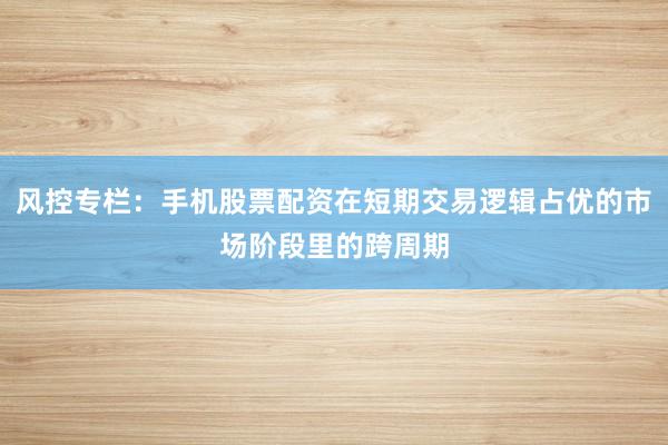 风控专栏：手机股票配资在短期交易逻辑占优的市场阶段里的跨周期
