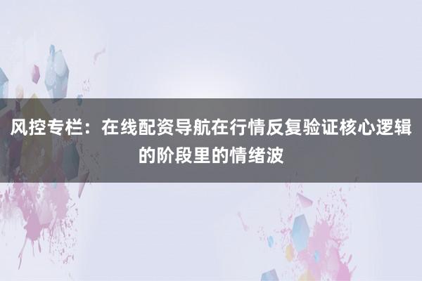 风控专栏:在线配资导航在行情反复验证核心逻辑的阶段里的情绪波