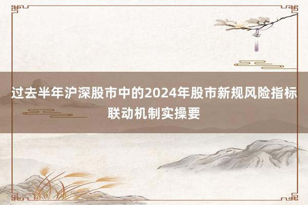 过去半年沪深股市中的2024年股市新规风险指标联动机制实操要
