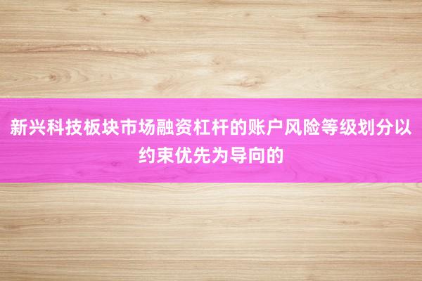 新兴科技板块市场融资杠杆的账户风险等级划分以约束优先为导向的